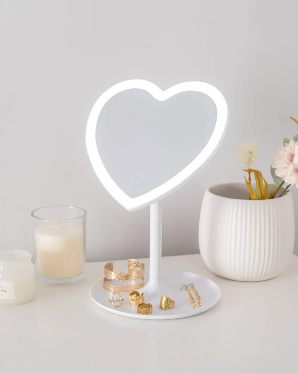 Espejo de corazón con luces LED